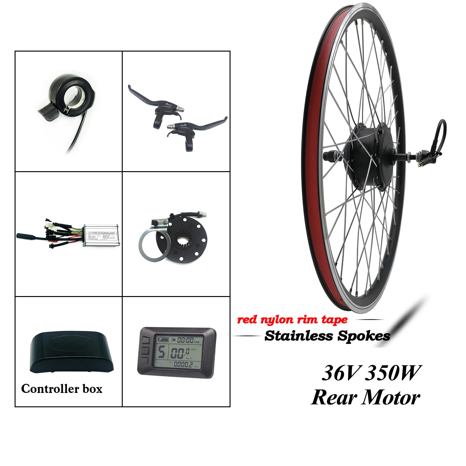 

Greenpedel cheap 36v 350w 28 inch rear wheel electric bike bicycle geared motor conversion kit
