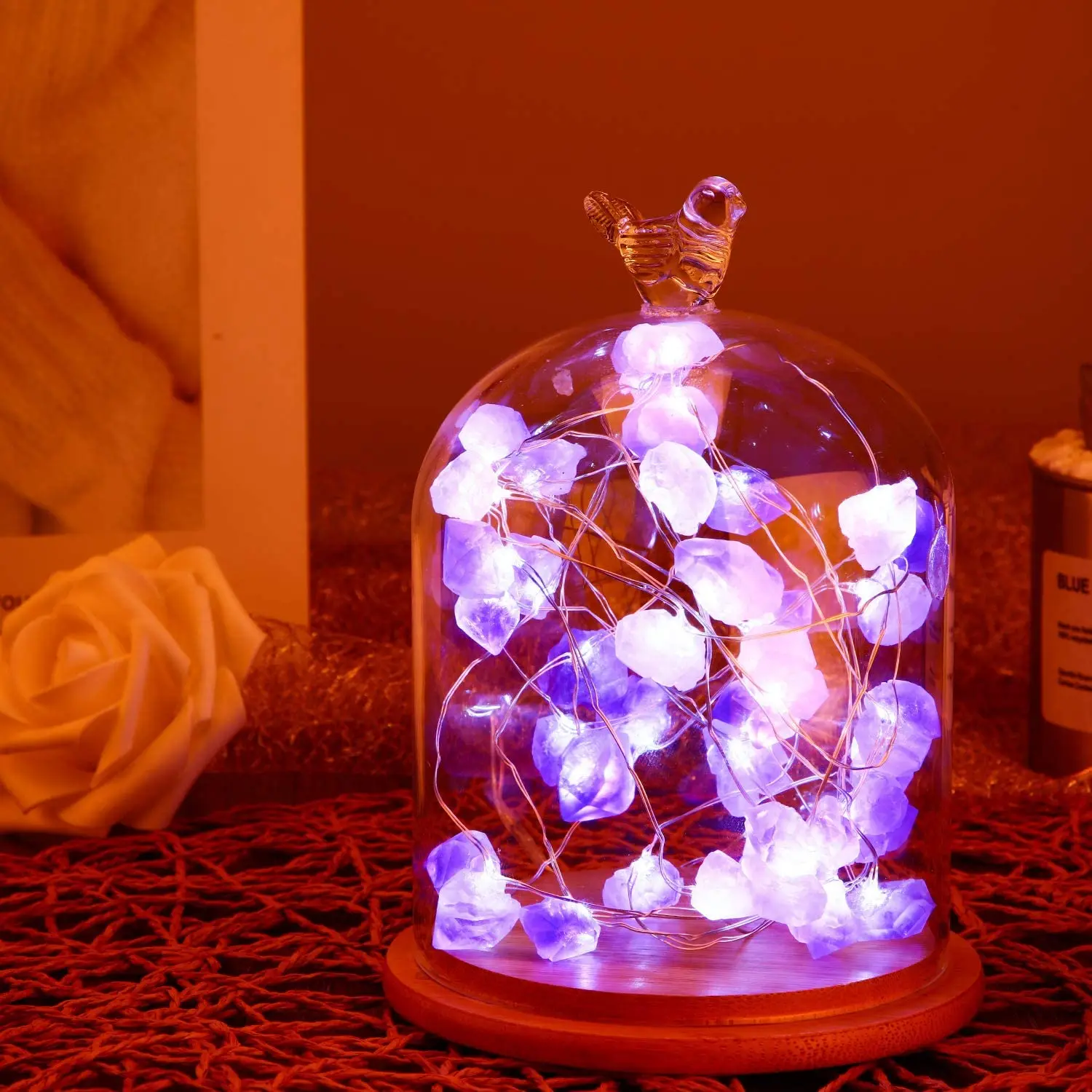 Natural Crystal String Lights Battery Operated Amethyst Led Fairy