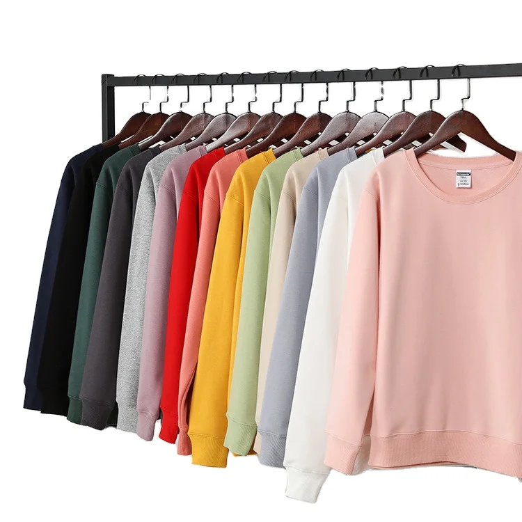 

Pullover Sweater OEM Customizable Thick Fleece Polyester Casual Asian Size Round Neck Crewneck sweatshirt sweatshirts, 8 different colors