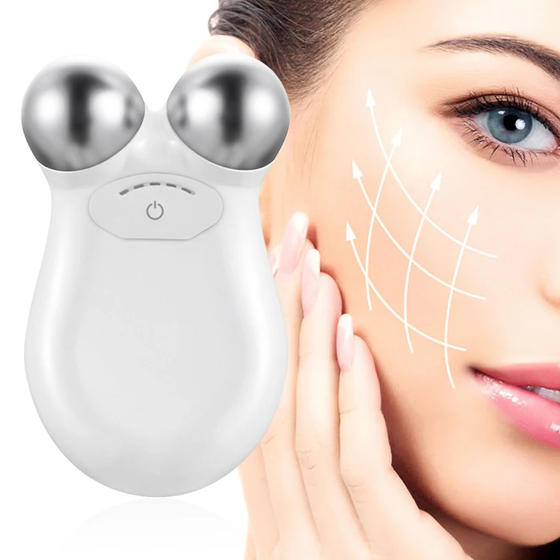 

Handheld Device Pulse Facial Roller Massager to Lift Contour Tone Skin.