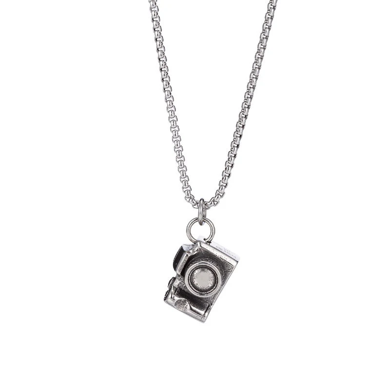 

Blues RTS wholesale high quality silver plating stainless steel Mini hidden camera necklace for men women jewelry