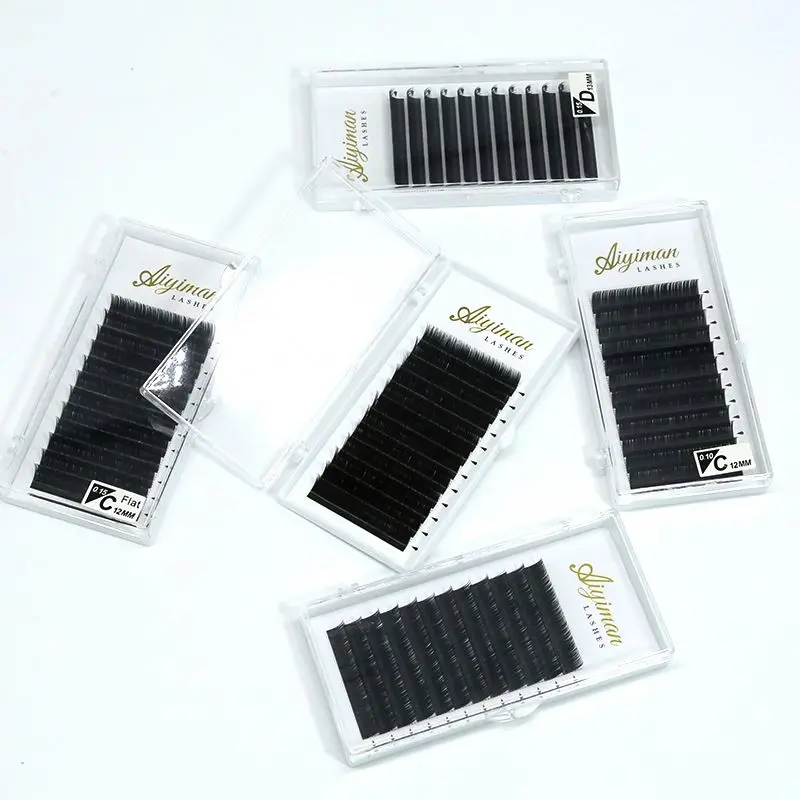 

Free Samples Double Layer Professional Custom Private Label Faux Mink Vegan Synthetic Eyelash Extensions, Natural black