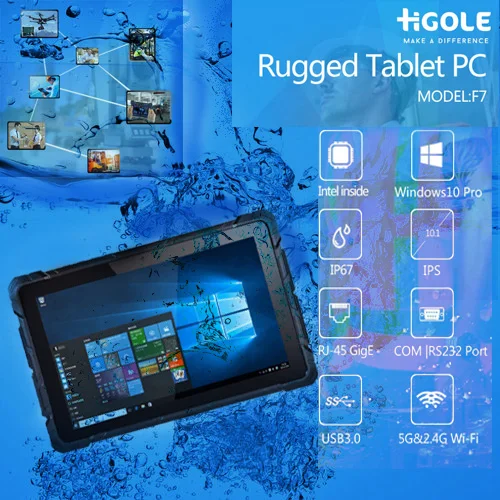 
Powerful Gole F7 10.1 inch Windows 10 industrial ip67 rugged tablet 