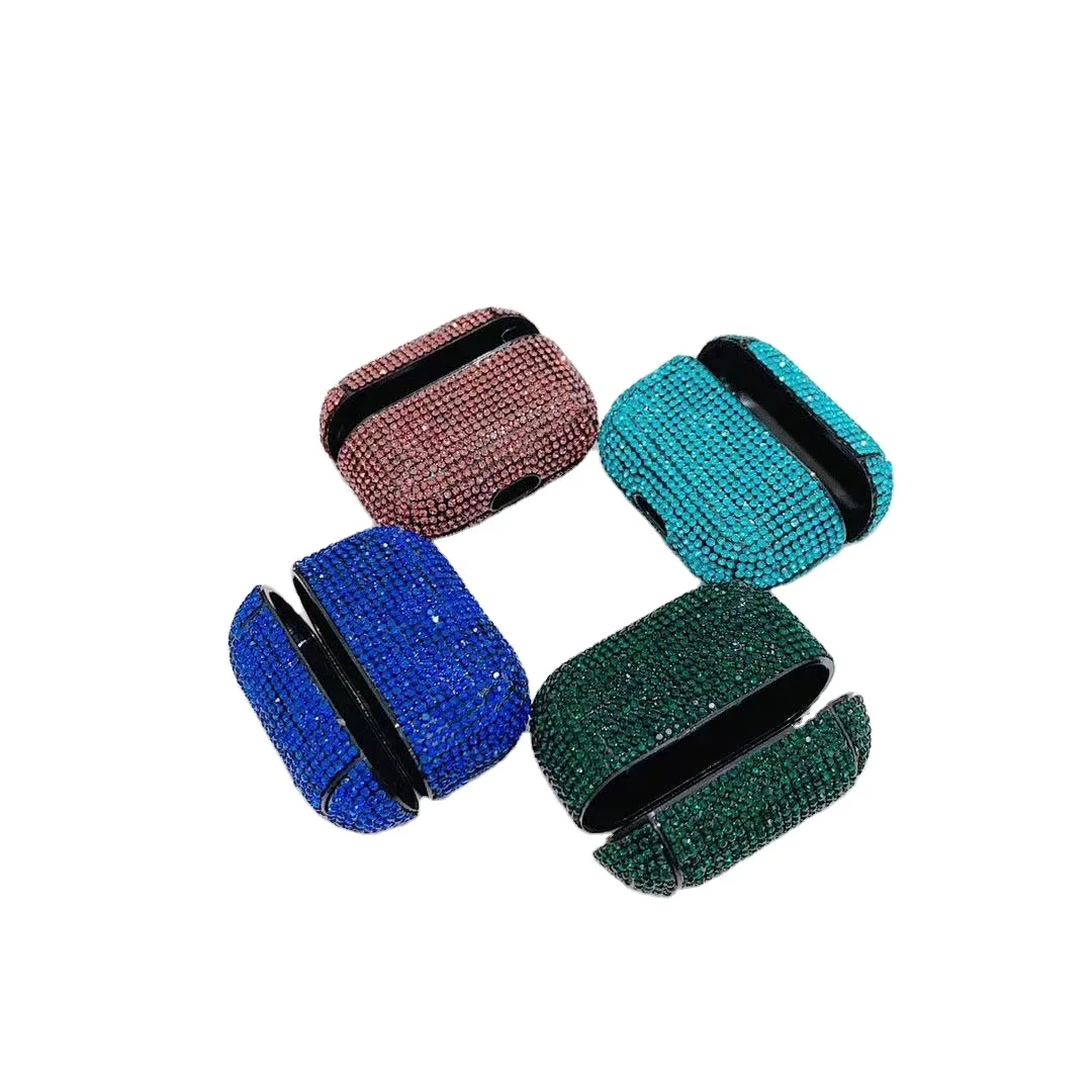

Wholesale price protective bling diamond luxury earbuds case cover for women, Gradient powder, gradient black, gradient blue, gradient purple,