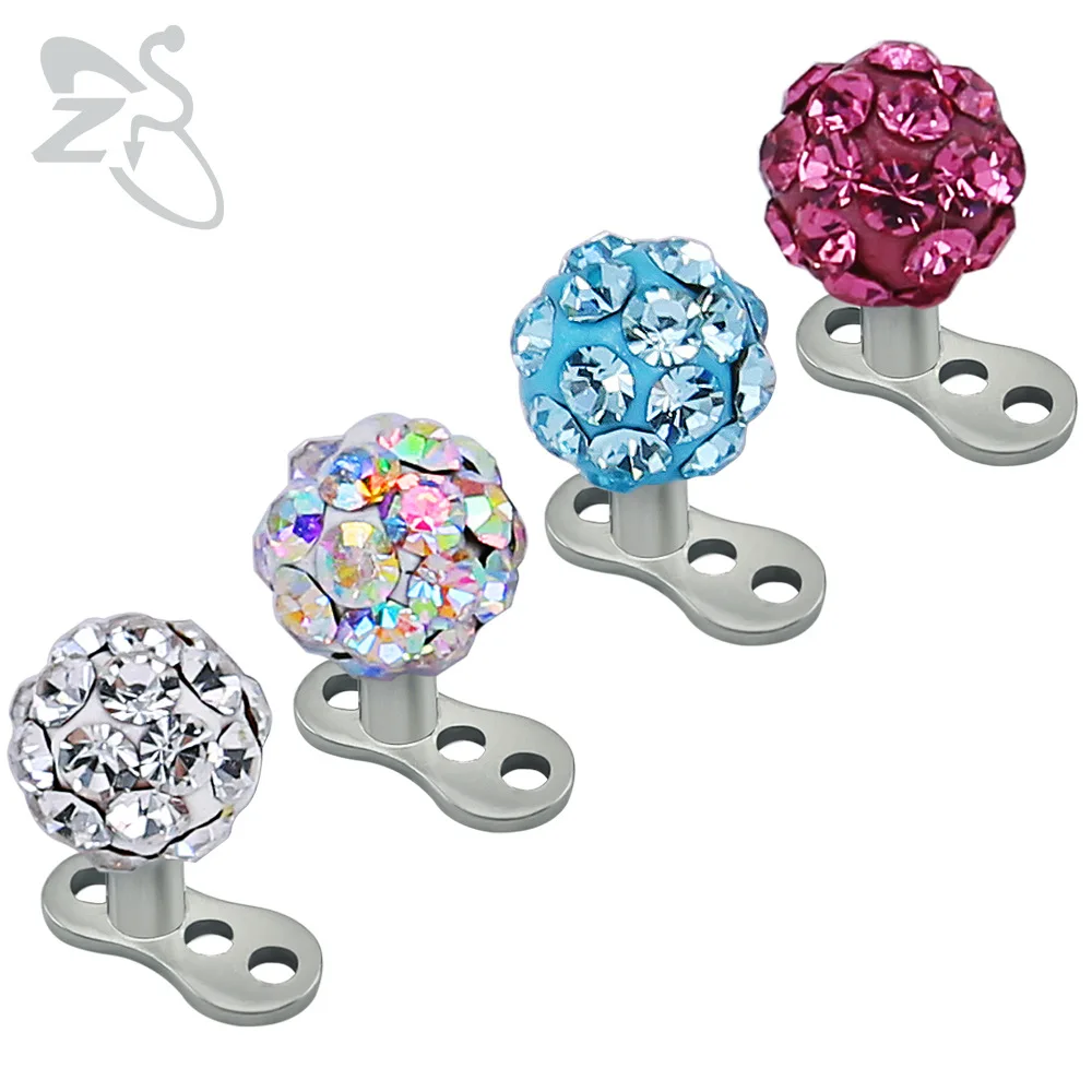 

Titanium Micro Dermal Anchors Piercing Jewelry With Round Zircon Tops