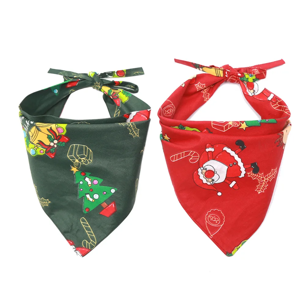 

Wholesale Custom Bibs Soft Cotton Triangular Pet Bandanas Scarves Christmas Dogs Scarfs