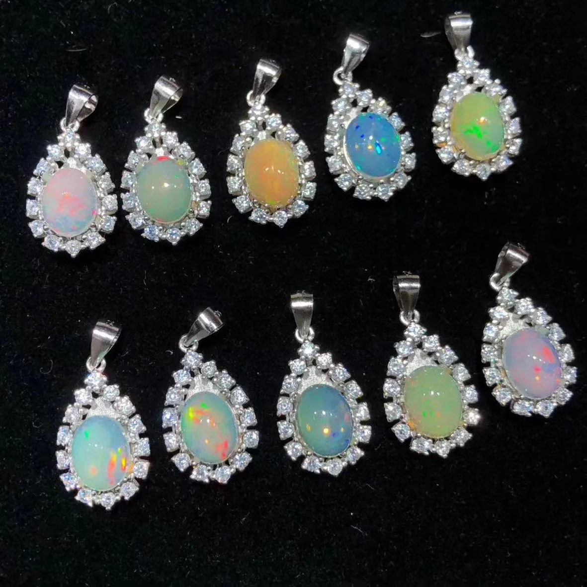 

Hot Selling Pure 925 Sterling Silver Natural Opal Teardrop Pendant Necklace/Natural Opal Pendant Necklace