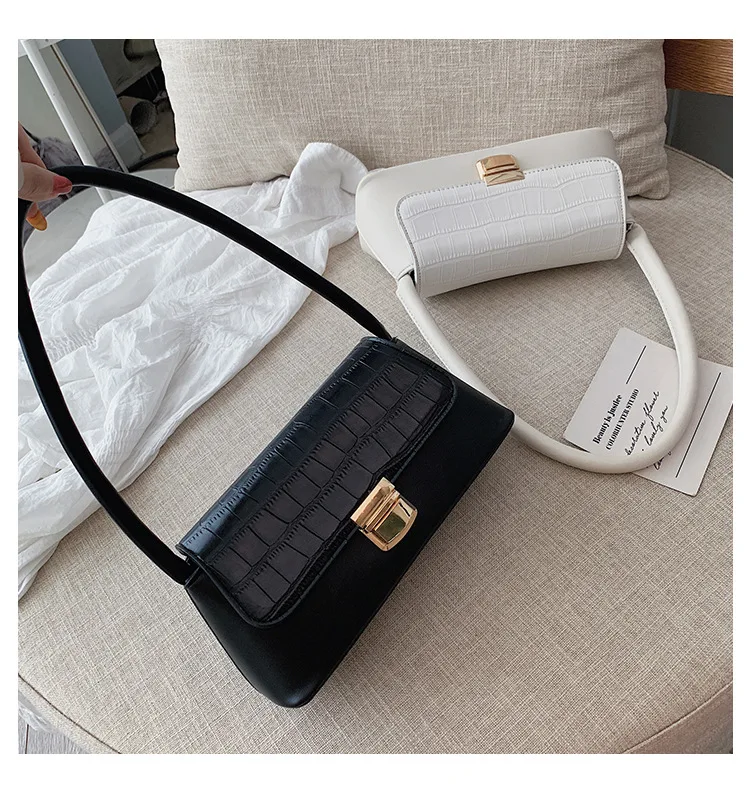 

2019 Chic Crocodile Print Leather Shoulder Bag Women Trendy Ladies Alligator 2019 purses and handbags, 4 colors as pics