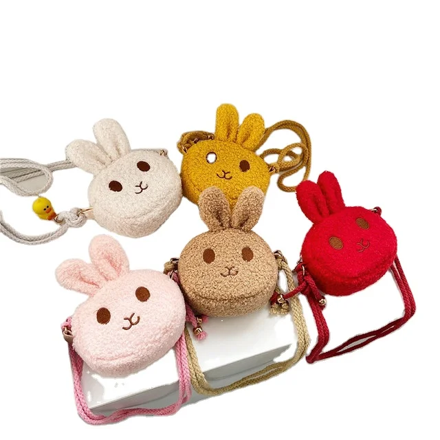 

Free shipping New plush bunny children messenger bag Korean cute girls shoulder bag toddler coin purse