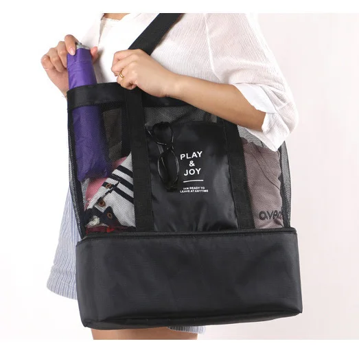 

Promotional custom zipper portable luxury fashion cotton beach tote Polyester picnic sports bag, Customized