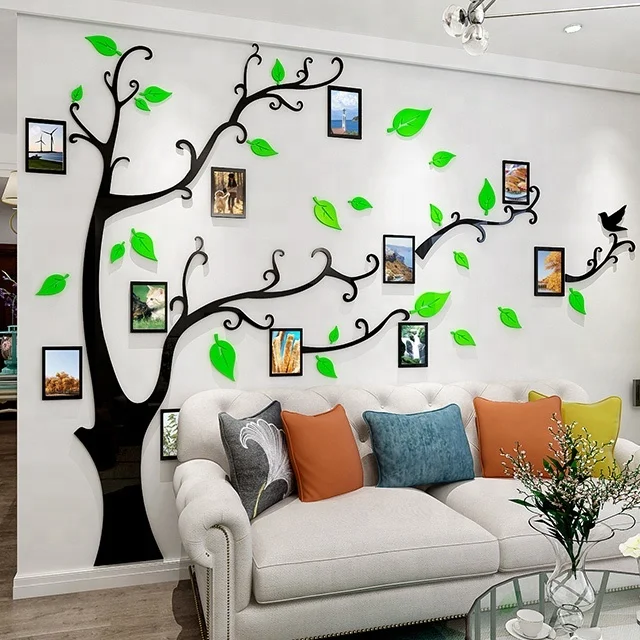 

Big Tree Photo Frame Living Room Bedroom Children's Room Photo Tree 3d Acrylic Wall Stickers Decorative Frames, Customized color