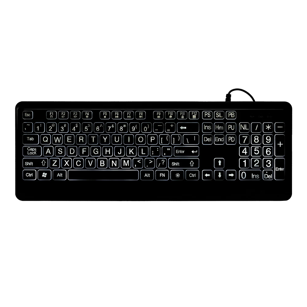 

USB Wired Large Print Keyboard White Bold Jumbo Letters Silent Backlit Keyboard with Oversized 104 Keys for the Elderly