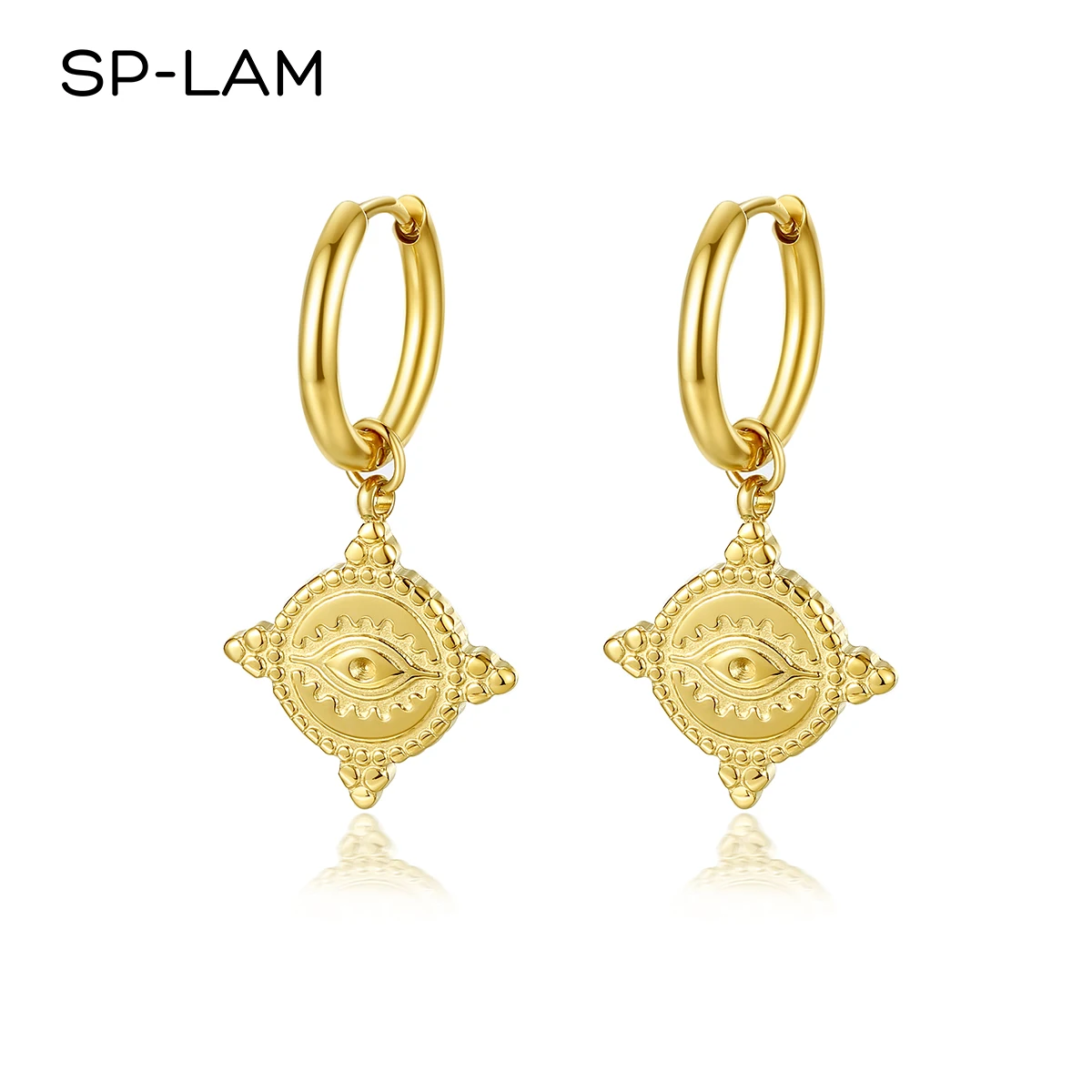 

SP-LAM Accessory Earing Woman Fashion Charm Coin Hoop Clip-On Clip Dangle 2022 Earring