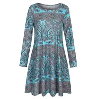 

Wholesale Women Fashion Floral Print long Sleeve summer dress