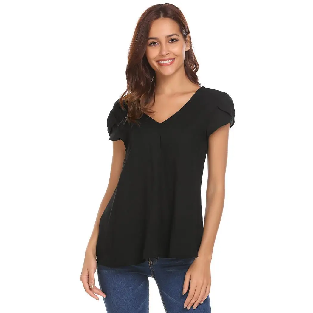 

2022 Women's Short Sleeve Chiffon Blouses Top Ladies' Blouses For Womens