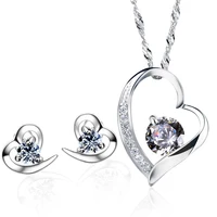 

fashion jewellery 925 sterling silver wedding heart zircon wholesale women jewelry set