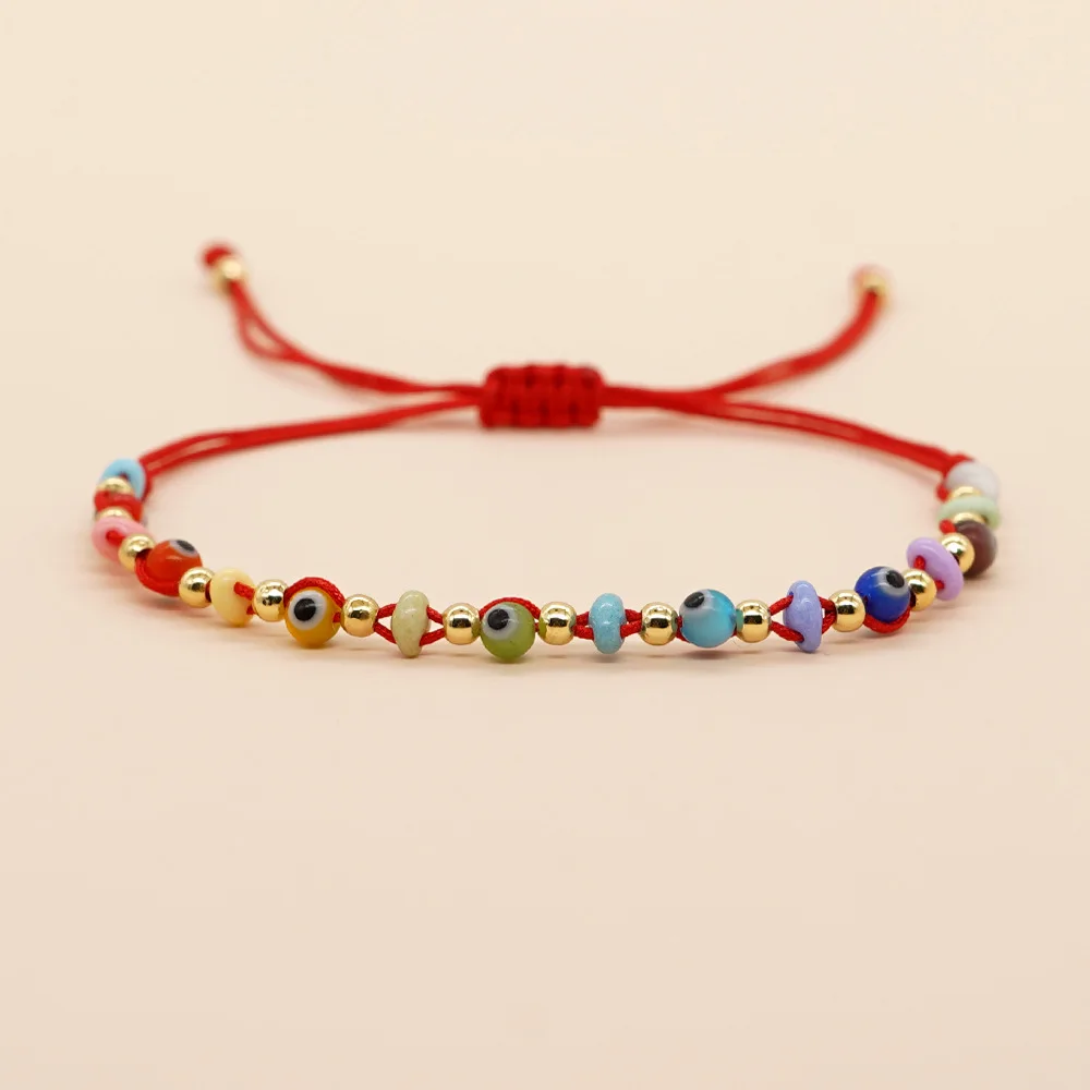 

Go2boho Beach Red Rope Beaded Bracelet Women Pulsera Jewelry Fashion Boho Handmade Braided Colorful Evil Eye Glass Bead Bracelet