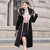 Foreign trade ladies warm hooded cotton-padded clothes women slim long down winter coat