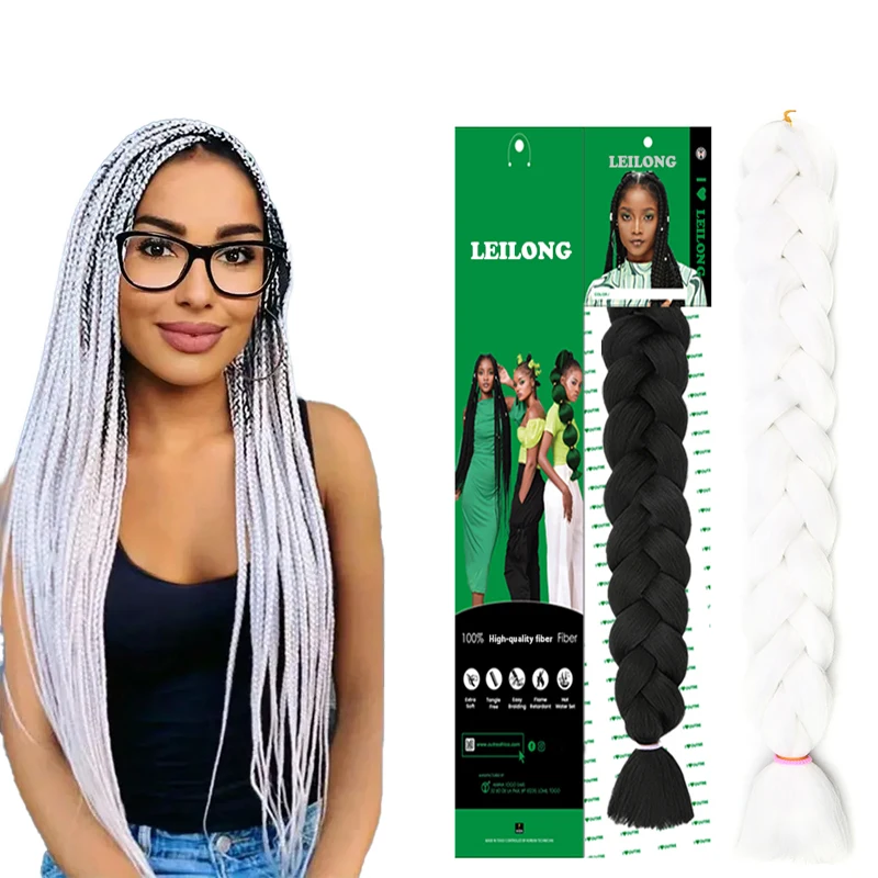 Christmas Gifts Jumbo Braiding Hair Grey Color Braiding Fiber Hair Extensions African Jumbo Braids for Twist Crochet
