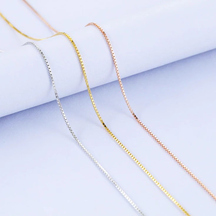 

Long silver chain 50cm 55cm 60cm thickness Gold Plated Rose Gold Plated Basic 925 Sterling Silver Chain Box Chain