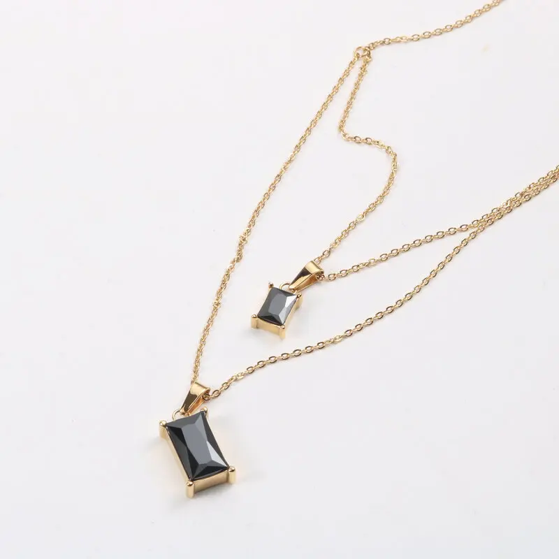 

Unique black stone jewelry stainless steel necklace women's clavicle chain, As picture