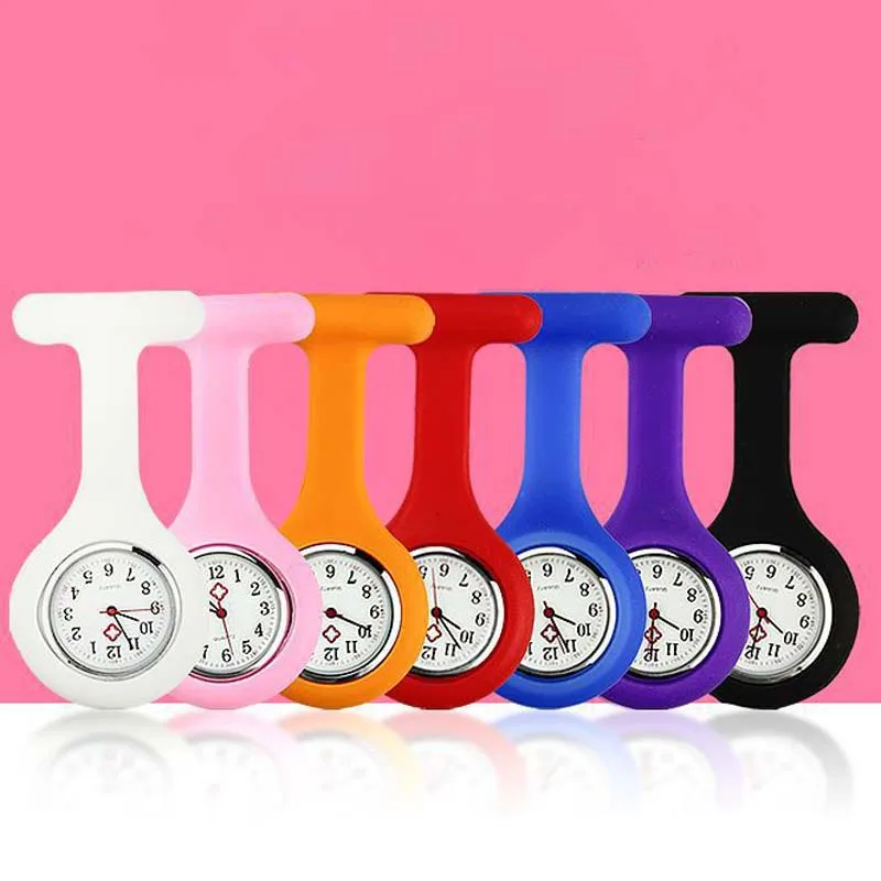 

candy color Silicone Clip Nurse Doctor Pocket Watch Jelly Watch New Fashion Jewelry for Women Kids Gift Nurse Pin Watch