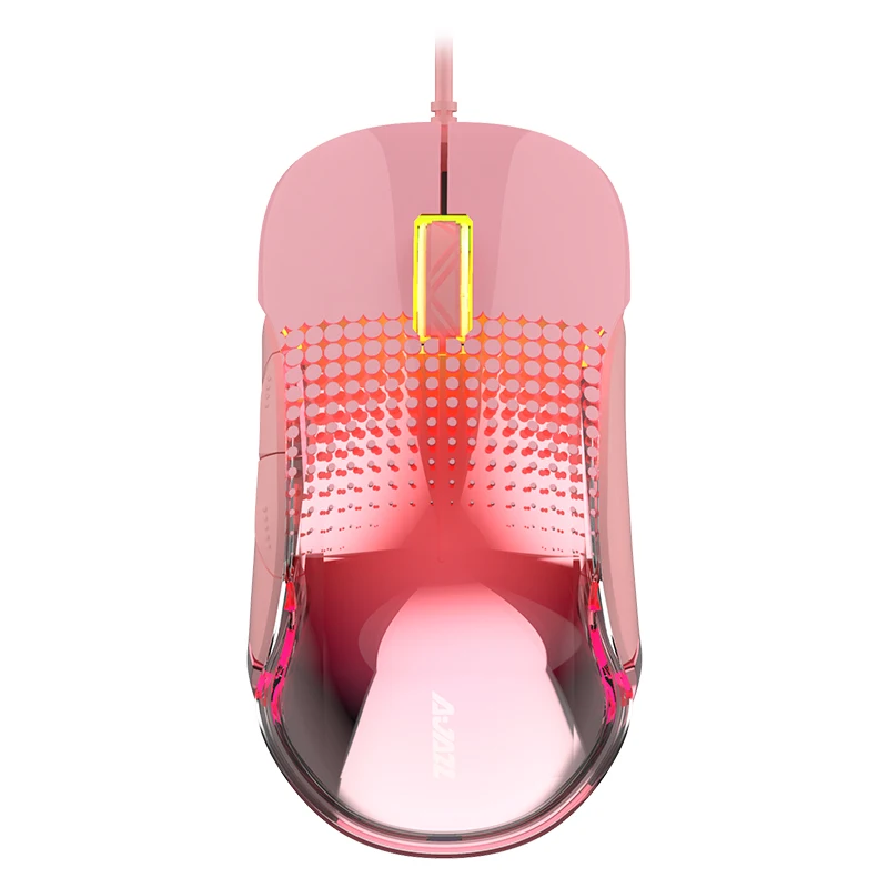 

AJAZZ New AJ358 RGB Ergonomics Transparent Backlit Lightweight Pink Gaming Mouse for Professional Gamer