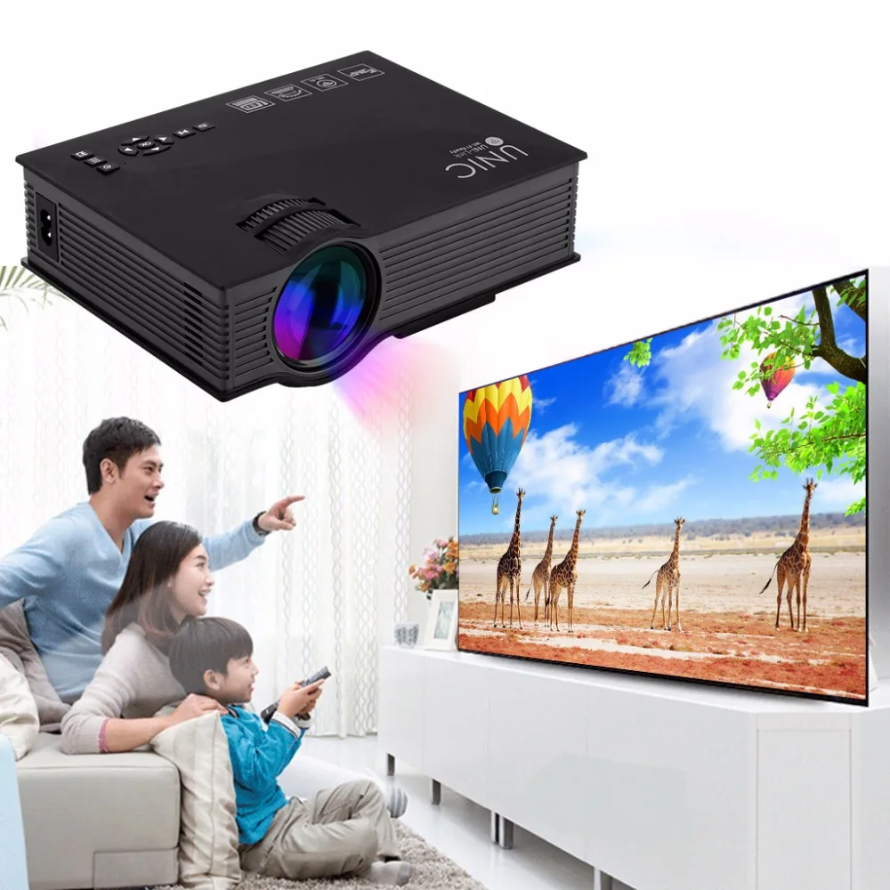 

Full hd led proyector with 1080p home cinema portable UC68 mini projector, Black