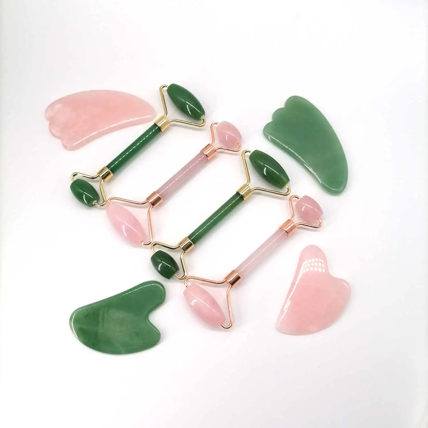 

Beauty set and gua sha tool green facial massager jade roller