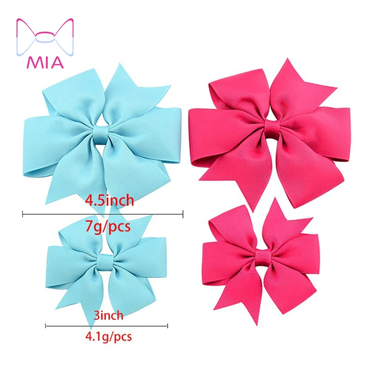 

Mia Free Shipping  6 petal ribbon bow hair bow with clip kids popular hair accessories 624, Picture shows