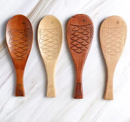 

TY2022 OEM/ODM Kitchen gadgets non-stick pot Wooden tableware fish-shaped rice spoon rice shovel spoon, As shown