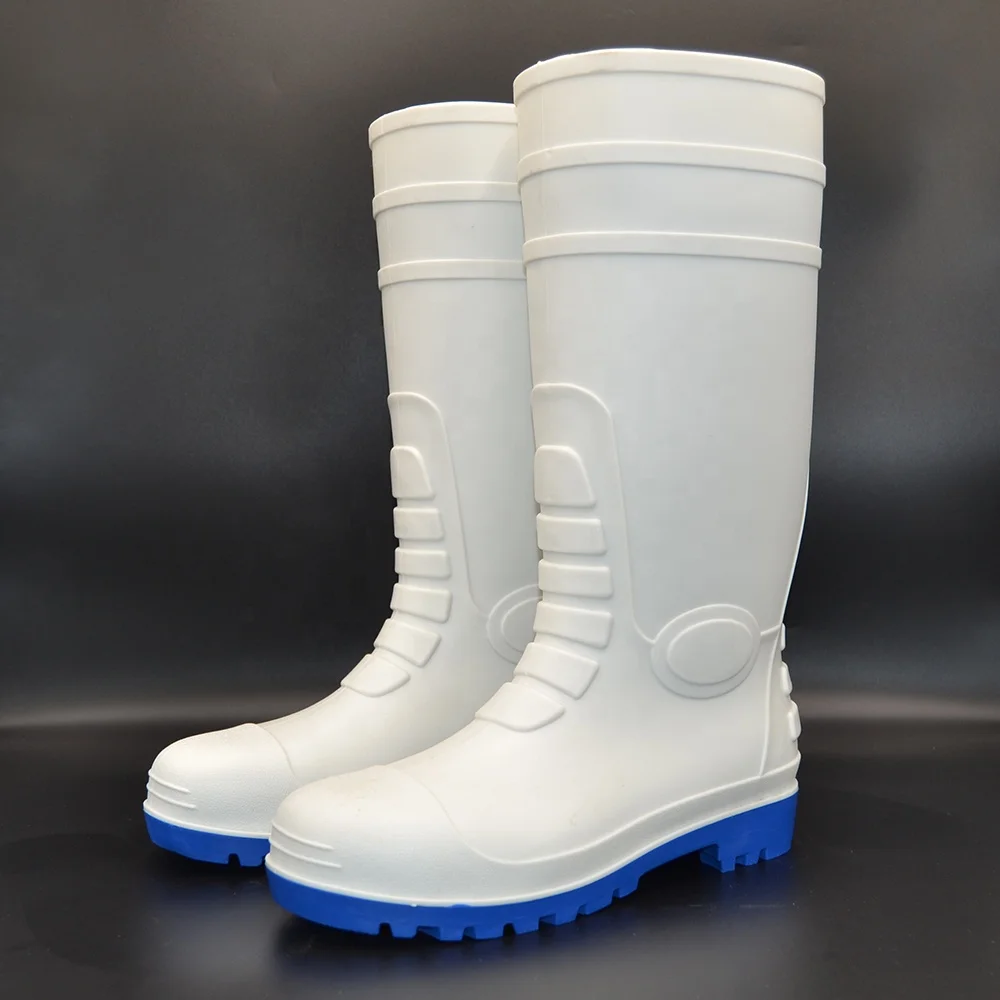 

White high heels waterproof chemical resistant steel toe safety pvc rain boot for farming, Black/white/customized