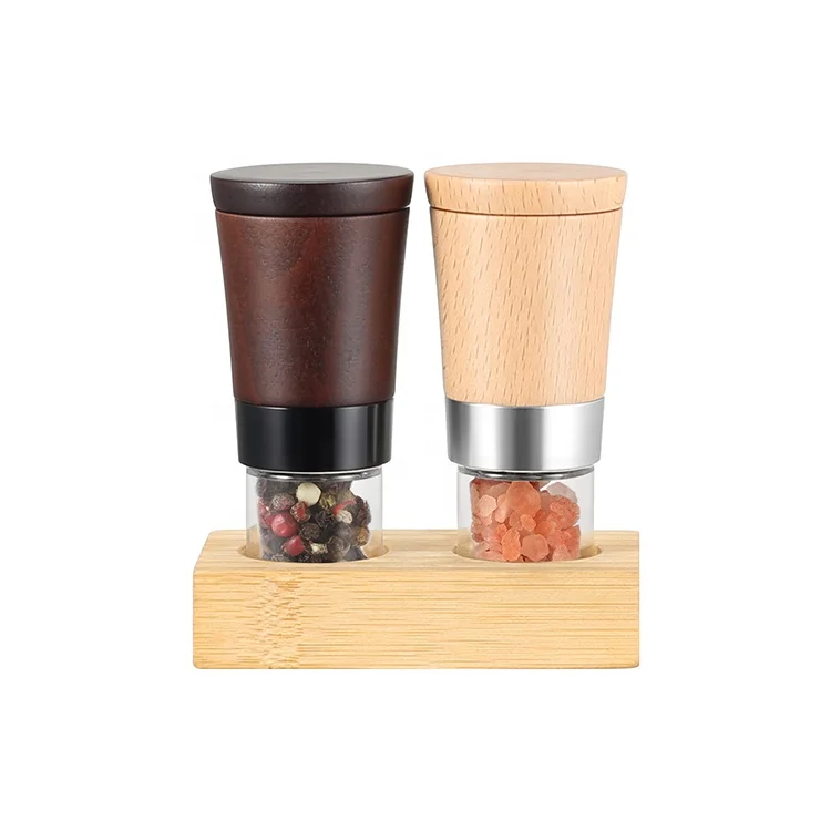 

Mini New Portable 25mlx2 Glass Jar Beech Wood Ceramic Grinder Spice Grinder