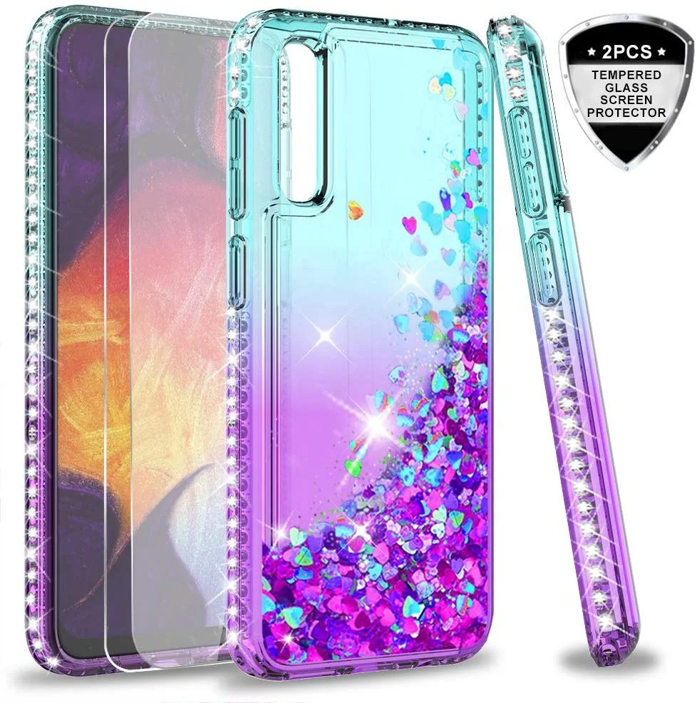 

LeYi universal phone case high quality shockproof mobile covers with Tempered glass[2 Pack] for samsung A50 A50S