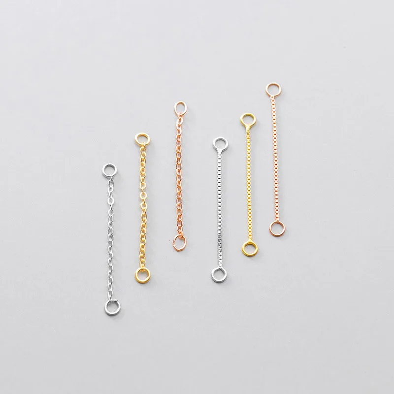 925 Sterling Silver Earring Line Connector Chains 30 40 50mm S925 Silver Dangler Ear Extension Chains DIY Jewelry Make