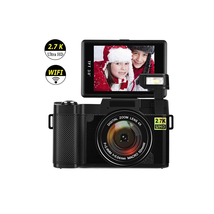 

Professional FHD Vlog Cam2.7K Wifi Digital Camera with 3 Inch 180 Degree Flip Screen for Youtube