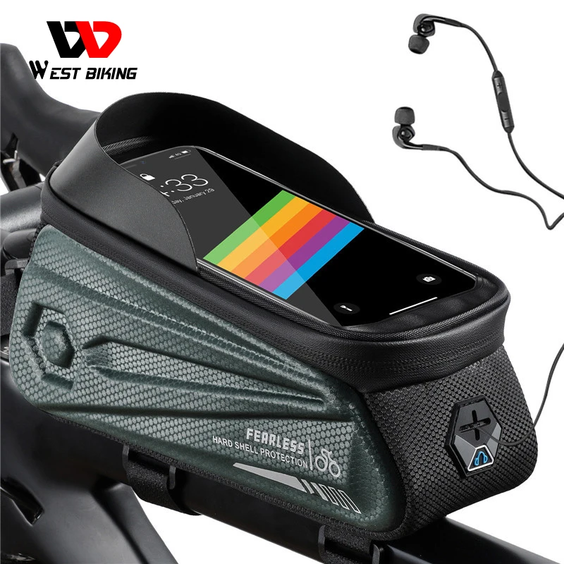 

WEST BIKING Bicycle Bag Cycling Top Front Tube Frame Bag Waterproof Colorful Phone sport Storage Touch Screen MTB Road Bike Bag