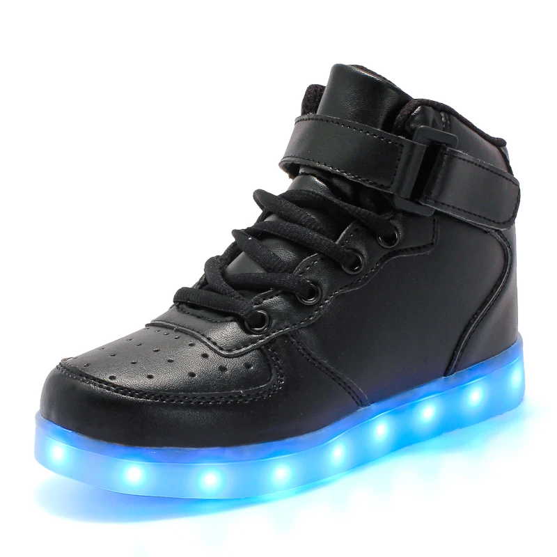 

High Tops Children Led Sneakers Toddlers Flashing Light Shoes For Kids, Black / pink / black / blue