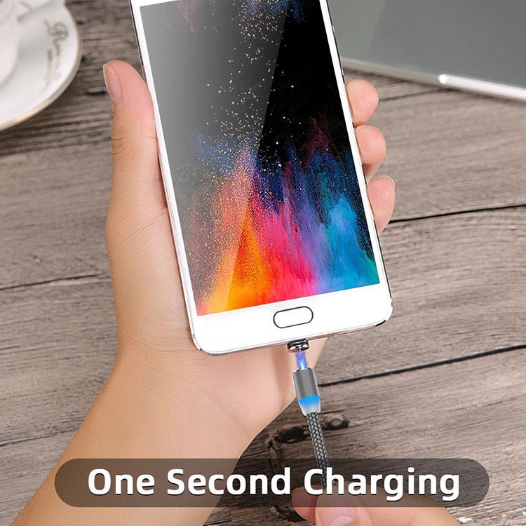 Pysoon Wholesale LED Nylon Braided Charging Cord 3 In 1 Usb Magnetic Cable Charger for iPhone 11,Type-C,Android - ANKUX.COM