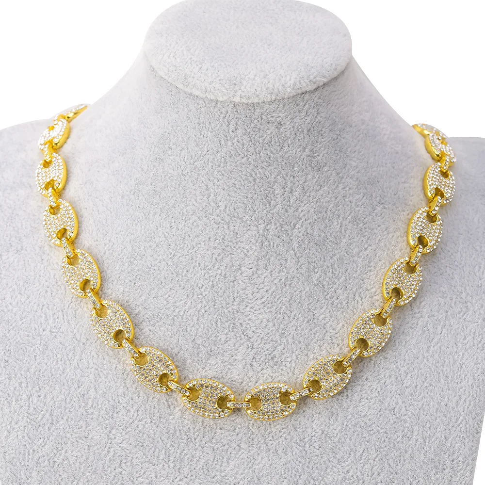 

Custom Stainless Steel Jewelry Bling Men Chain Necklace 2021 Gold Plated Cuban Link Personality Accesorios De Dama, Gold/silver