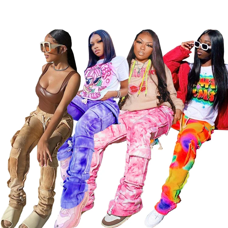 

F8578- clothing vendor joggers women pants tie dye baggy cargo pants