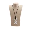 Wholesale Handmade Jewelry Unisex Leather Cord Alloy Star Pendant Necklace
