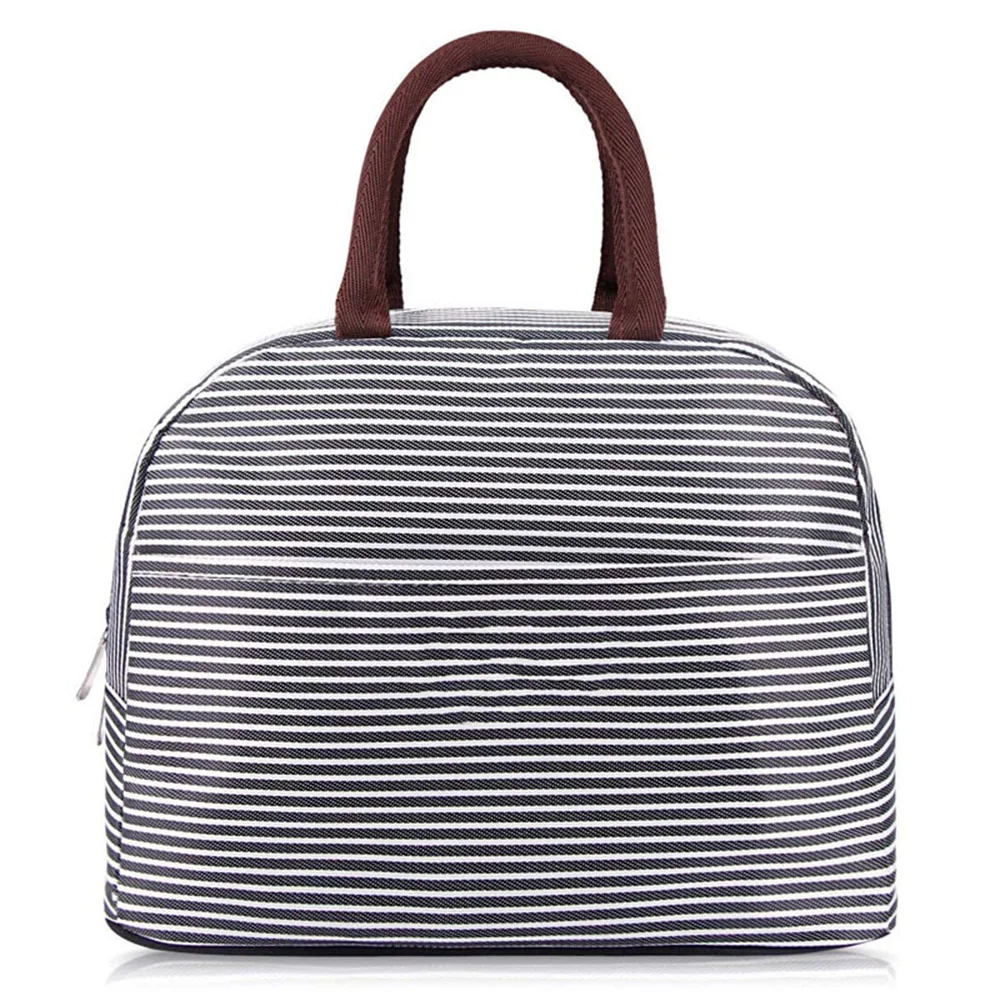 

Eco-friendly Striped Portable Lunch Bag Insulation Bag, Black