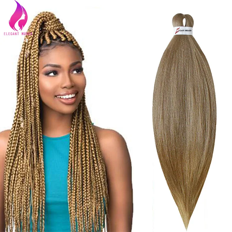 

Free Shipping 26 inch pre stretched braiding hair Easy Jumbo Synthetic EZ crochet hair extensions for box braids, Pure color, ombre color