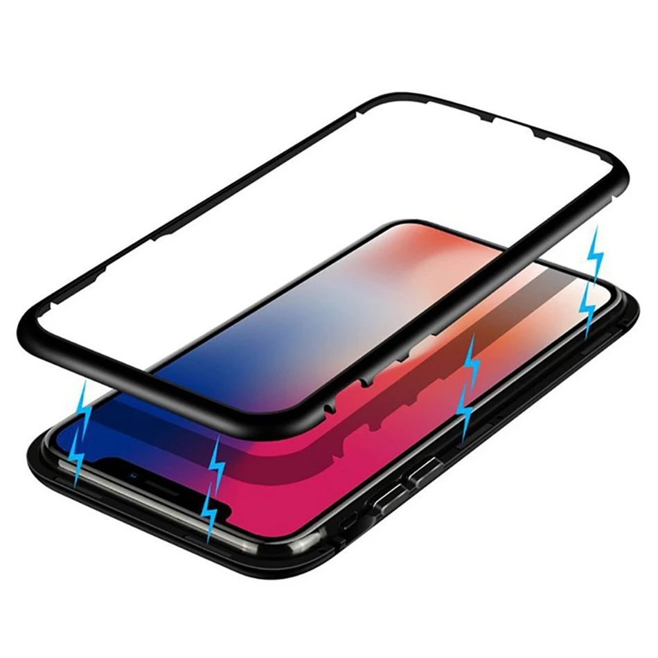 

For Huawei Honor Adsorption Magnetic Metal phone case for Huawei Honor 20 Pro Tempered Glass Magnet Coque on new products 2020