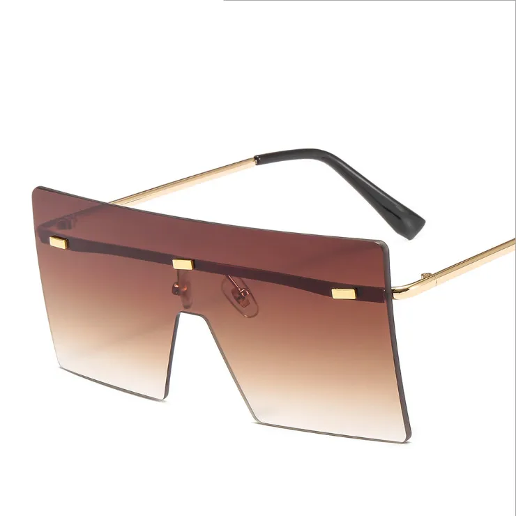 

Oversized Sunglasses 2021 Women Retro Vintage Sunglasses Luxury Brand unisex Rimless Eyewear, Big Shades one lens,square shades