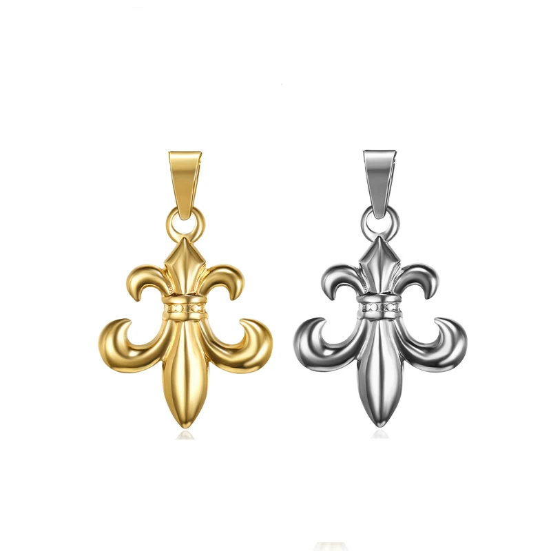 Trending Flower Pendants Iris Charm Jewelry Stainless Steel 18k Gold Silver Fleur-de-lis Pendant For Men Women