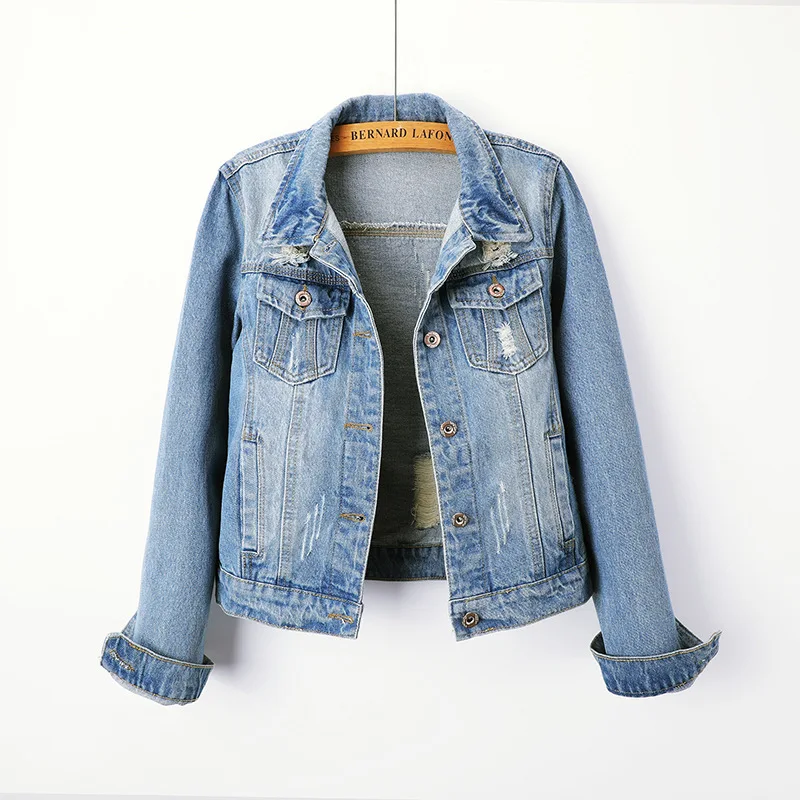 

blue denim jacket women short jean denim coat ladies bike jackets women apparel