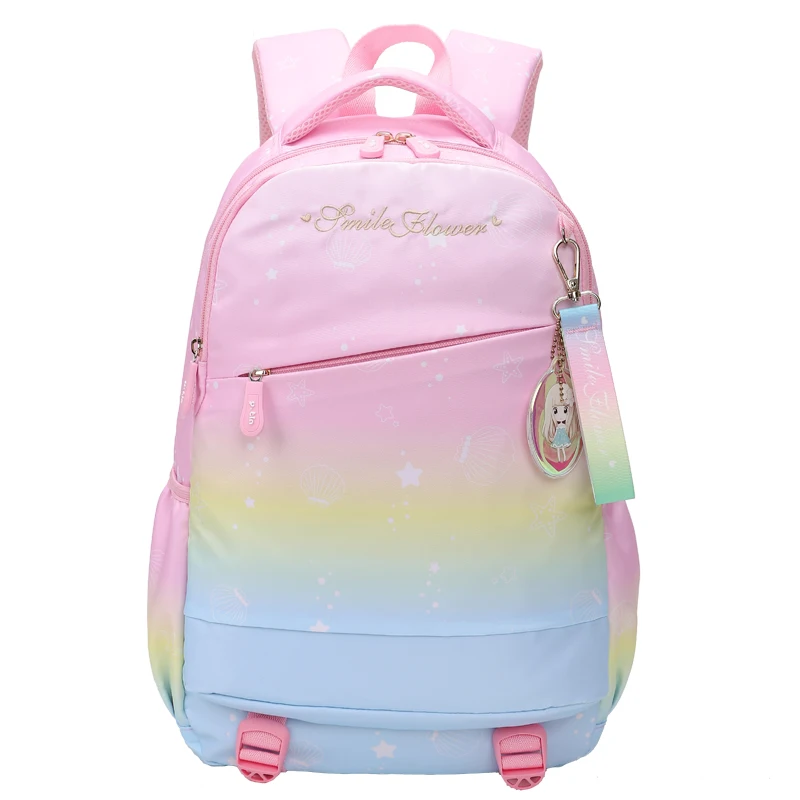 

China Manufacturer China Colorfully Cute College School bag Teenager Girls Gradient Colours Laptop Bagpack Backpack, Blue-pink-yellow-purple