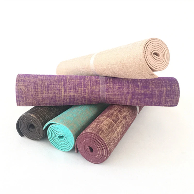 

Custom Cheap Ladies PVC Hemp Jute Tapis de Yoga Pad Colorful Non-slip Fitness Gym Exercise Workout Yoga Mats, Cyan,wine,beige,brown,purple....